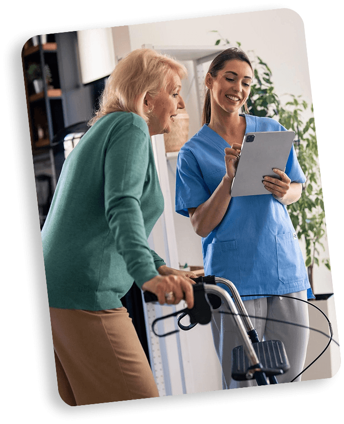 Caregiver explaining clinical safety plan